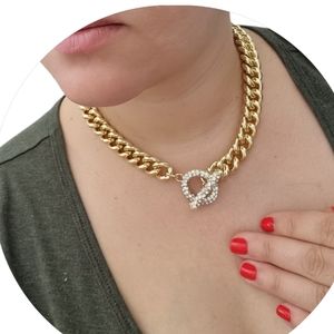 18K gold plated bronze CZ Cuban Link Necklace